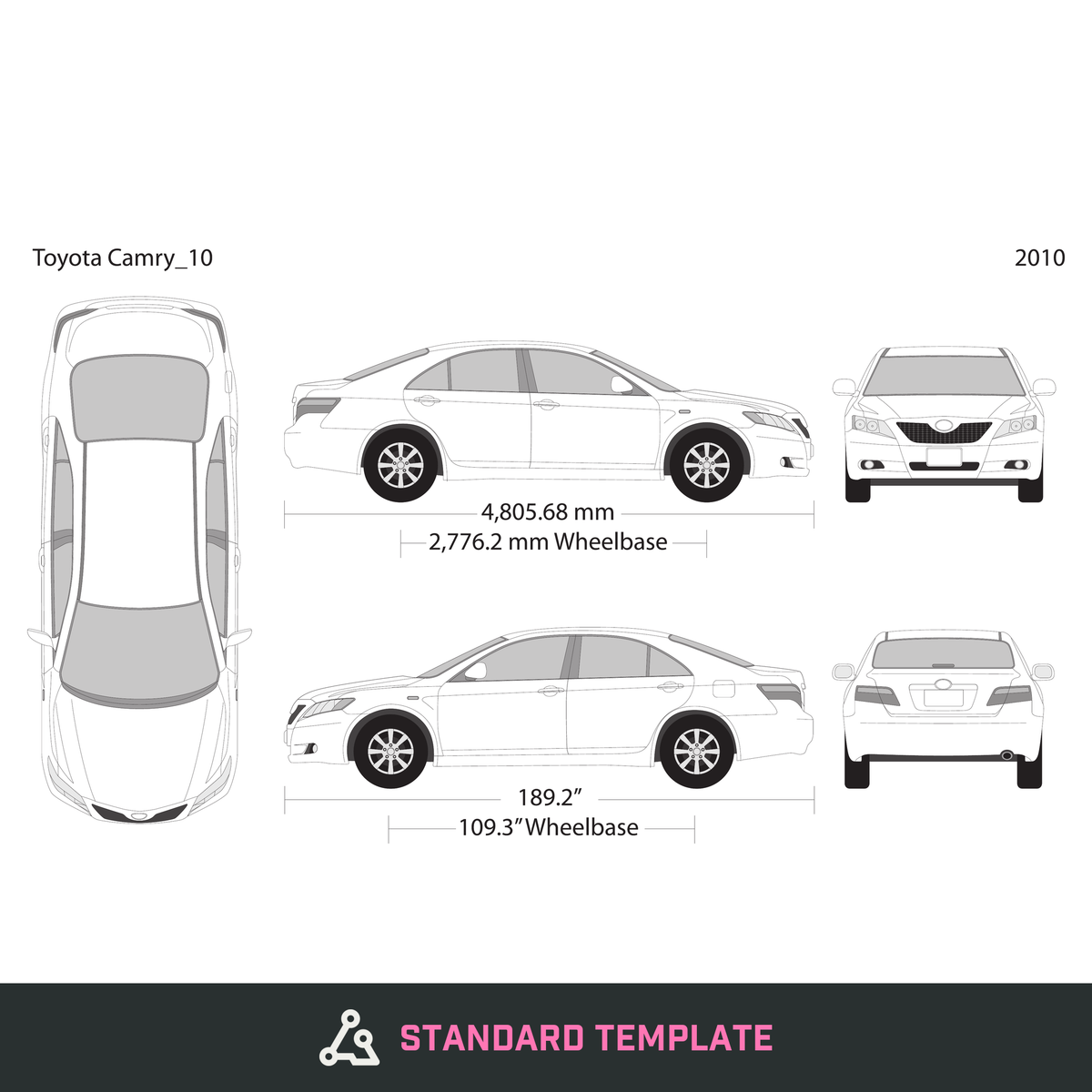 2010 Toyota Camry vector wrap template, Design-Ready PDF - GravBase