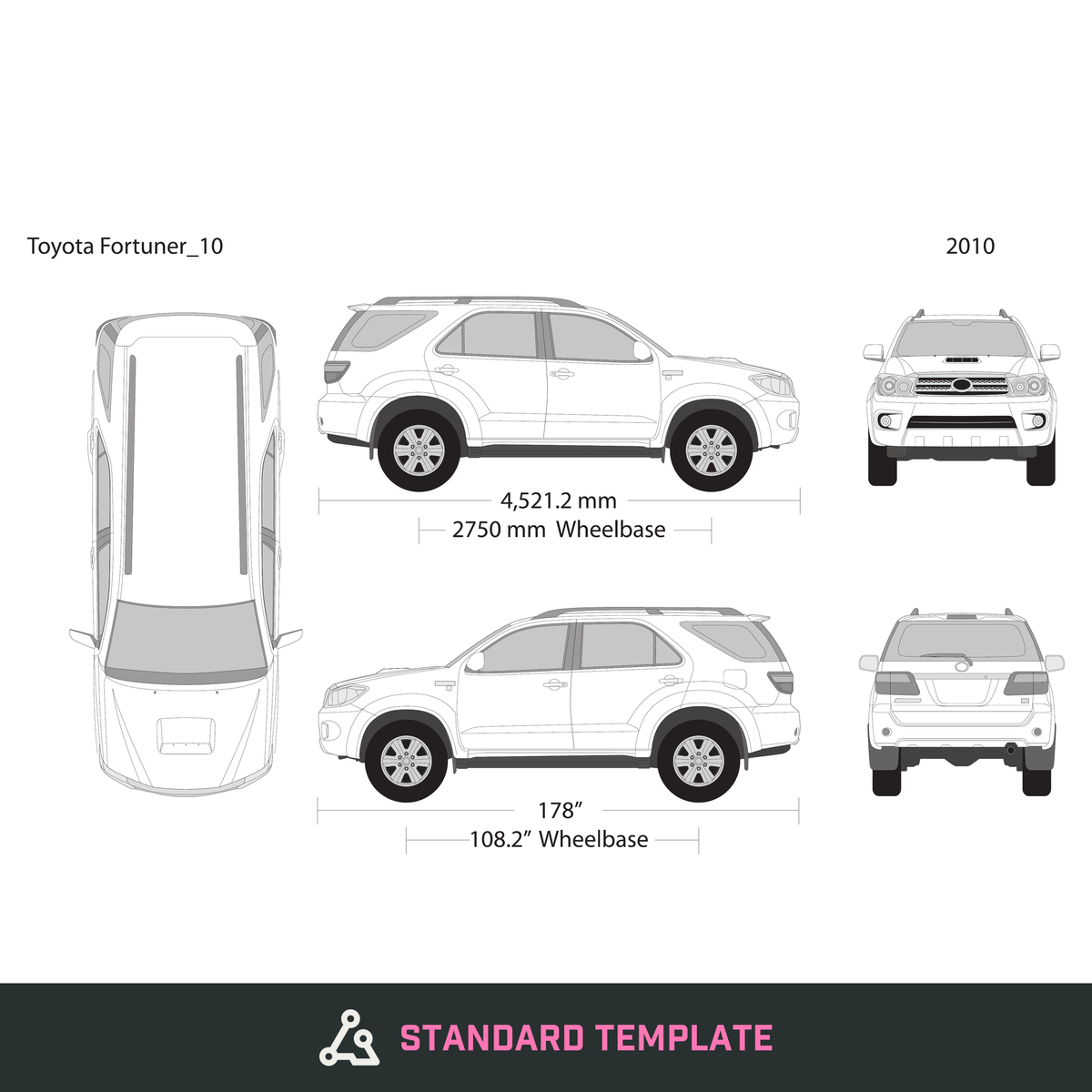 2010 Toyota Fortuner vector wrap template, Design-Ready PDF - GravBase