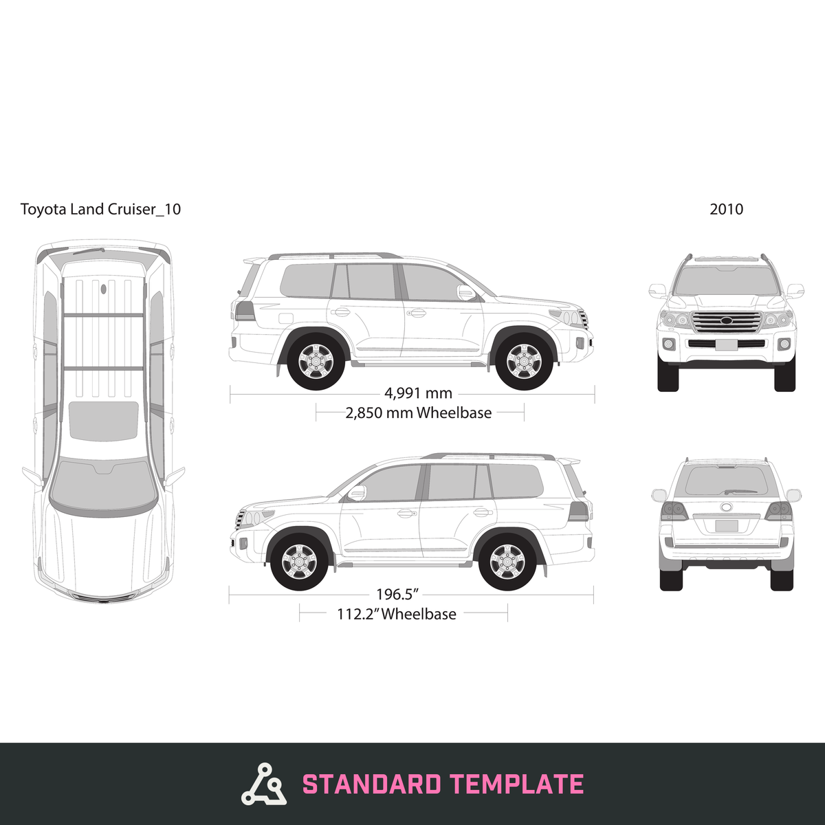 2010 Toyota Land Cruiser vector wrap template, Design-Ready PDF - GravBase