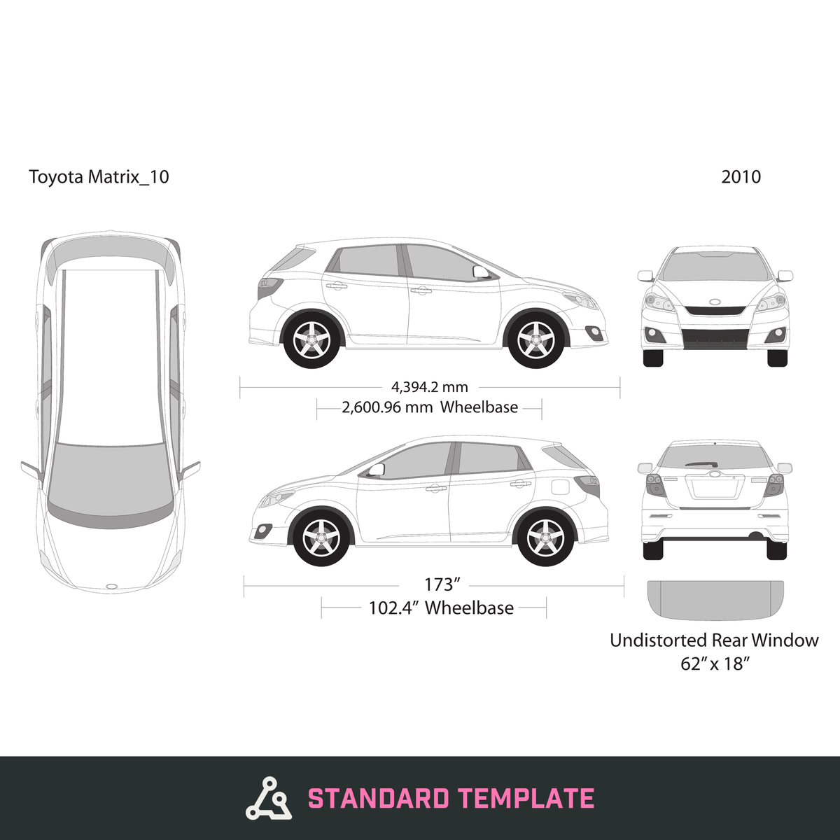 2010 Toyota Matrix vector wrap template, Design-Ready PDF - GravBase