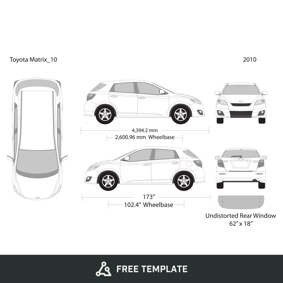 2010 Toyota Matrix free vector vehicle wrap template - GravBase