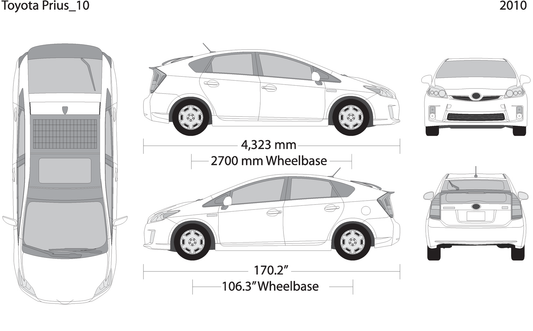 2010 Toyota Prius V10 Vehicle Wrap Template