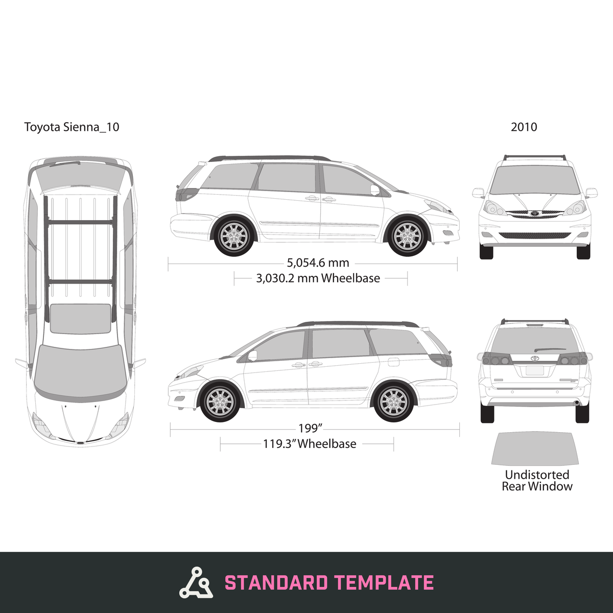 2010 Toyota Sienna vector wrap template, Design-Ready PDF - GravBase