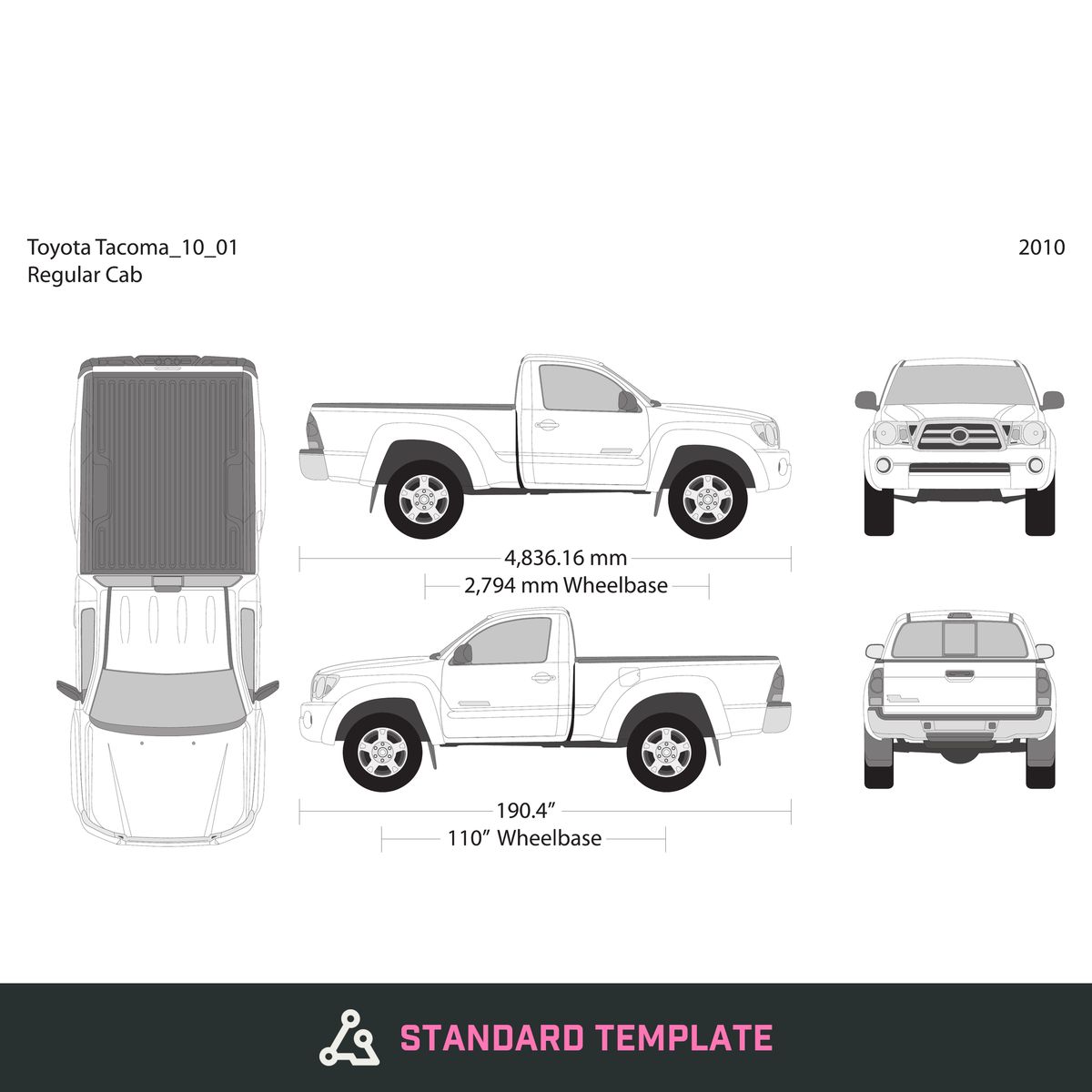 2010 Toyota Tacoma vector wrap template V01, Design-Ready PDF - GravBase