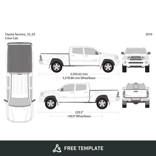 2010 Toyota Tacoma free vector vehicle wrap template - GravBase