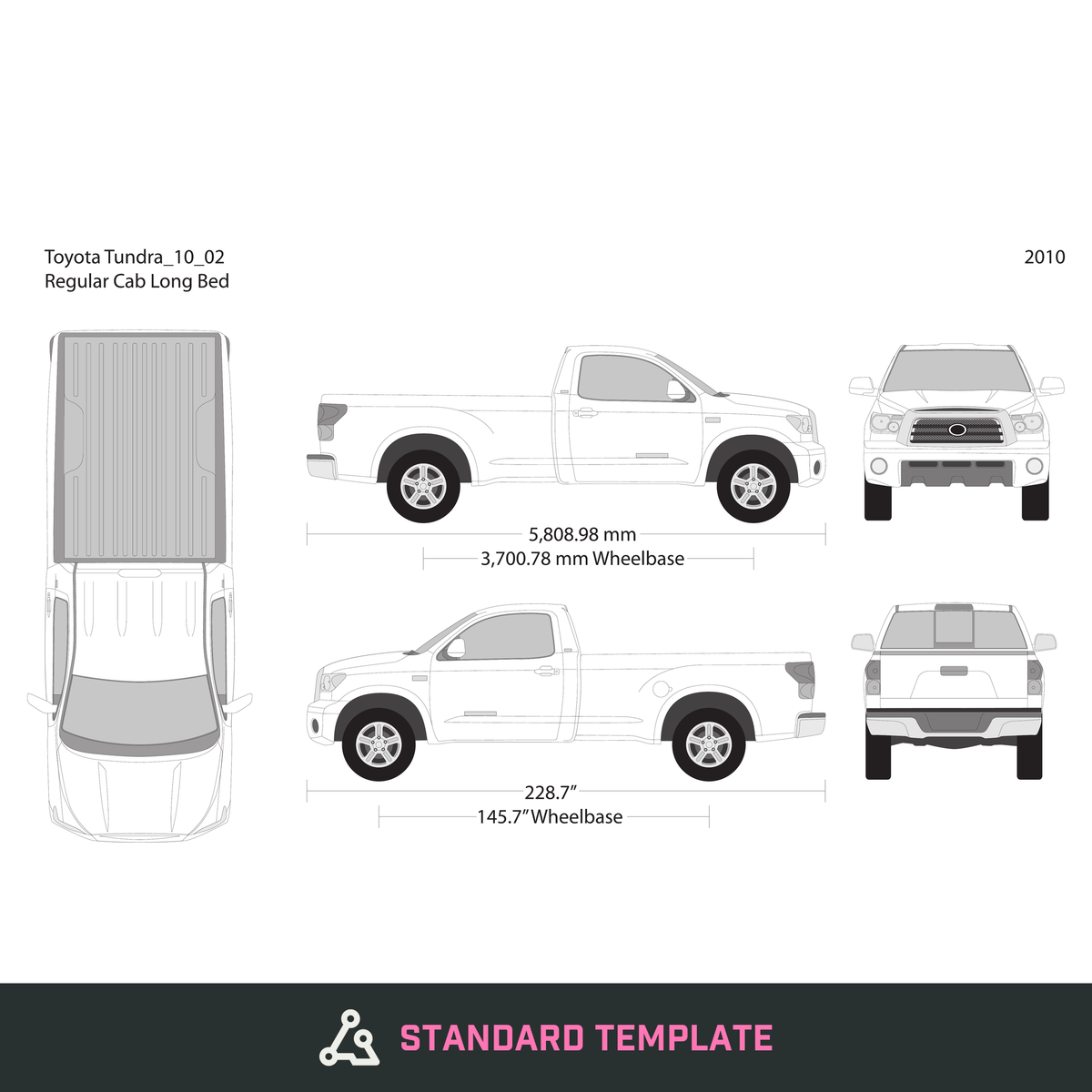 2010 Toyota Tundra vector wrap template V02, Design-Ready PDF - GravBase