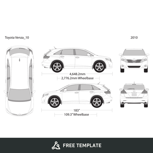 2010 Toyota Venza free vector vehicle wrap template - GravBase