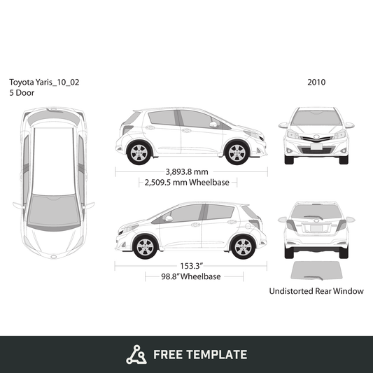 2010 Toyota Yaris free vector vehicle wrap template - GravBase