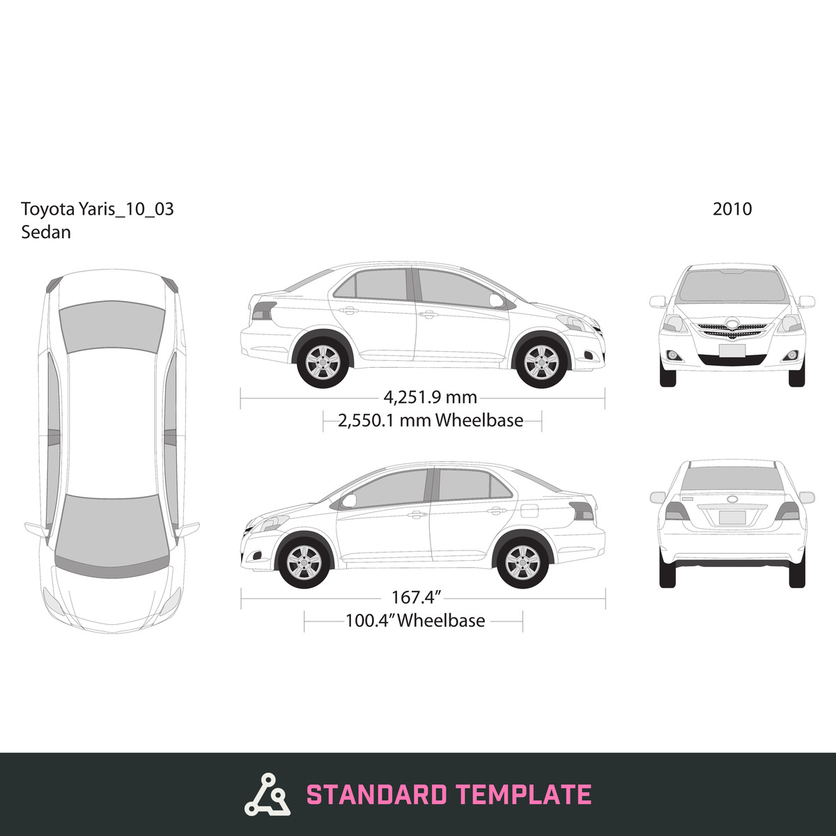 2010 Toyota Yaris vector wrap template V03, Design-Ready PDF - GravBase
