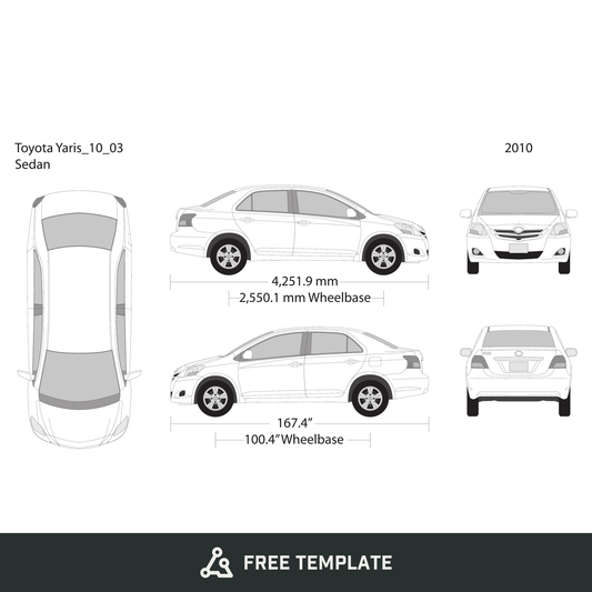 2010 Toyota Yaris free vector vehicle wrap template - GravBase