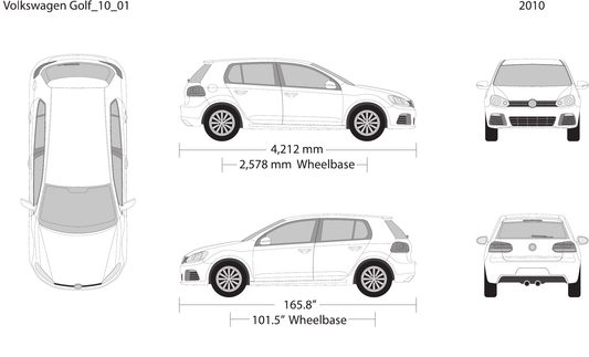 2010 Volkswagen Golf Vector Wrap Template - GravBase