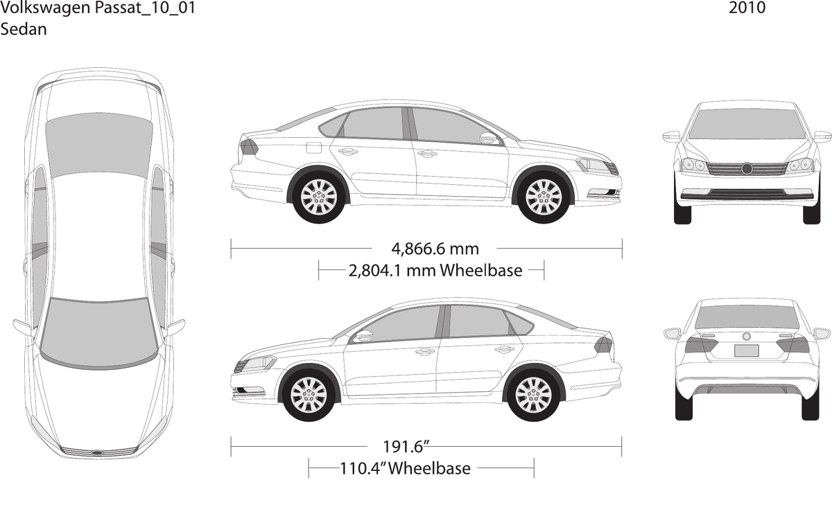 2010 Volkswagen Passat vector wrap template V01, Design-Ready PDF - GravBase