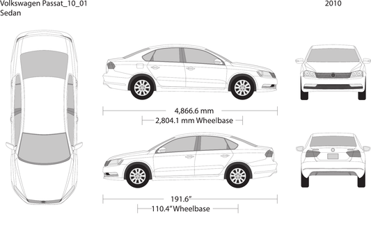 2010 Volkswagen Passat vector wrap template V01, Design-Ready PDF - GravBase