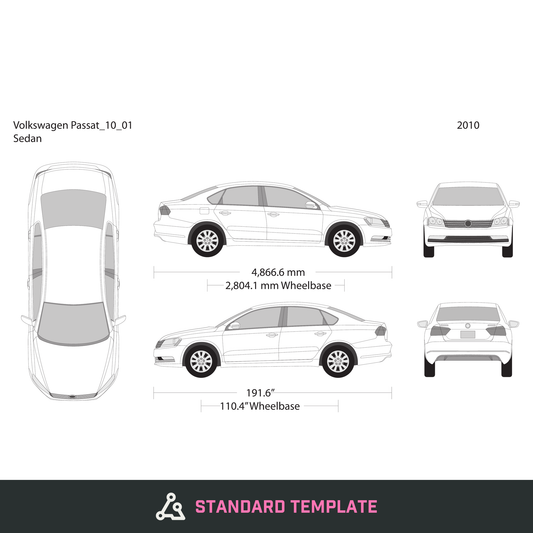 2010 Volkswagen Passat vector wrap template V01, Design-Ready PDF - GravBase
