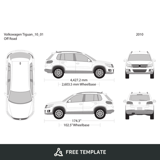2010 Volkswagen Tiguan free vector vehicle wrap template - GravBase