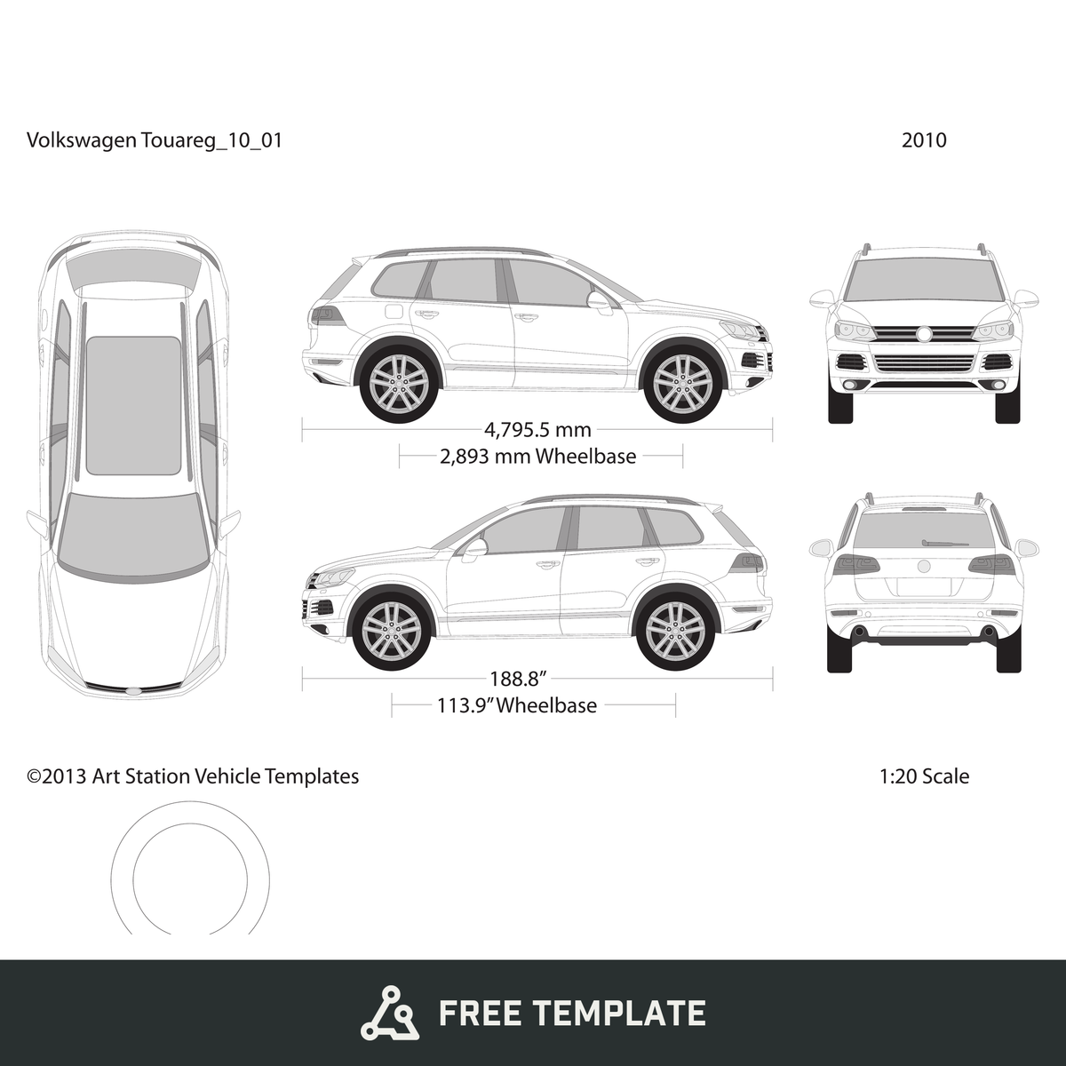 2010 Volkswagen Touareg free vector vehicle wrap template - GravBase
