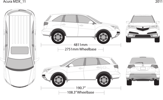 2011 Acura MDX Vector Wrap Template - GravBase