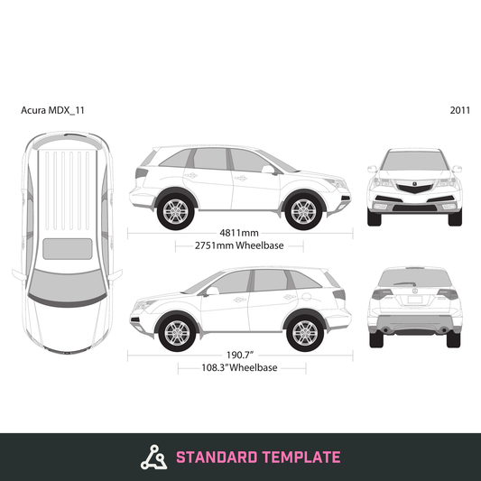 2011 Acura MDX vector wrap template, Design-Ready PDF - GravBase