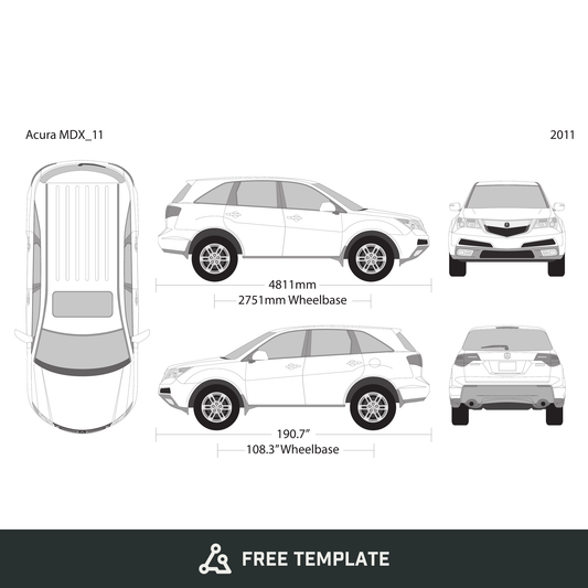2011 Acura MDX free vector vehicle wrap template - GravBase