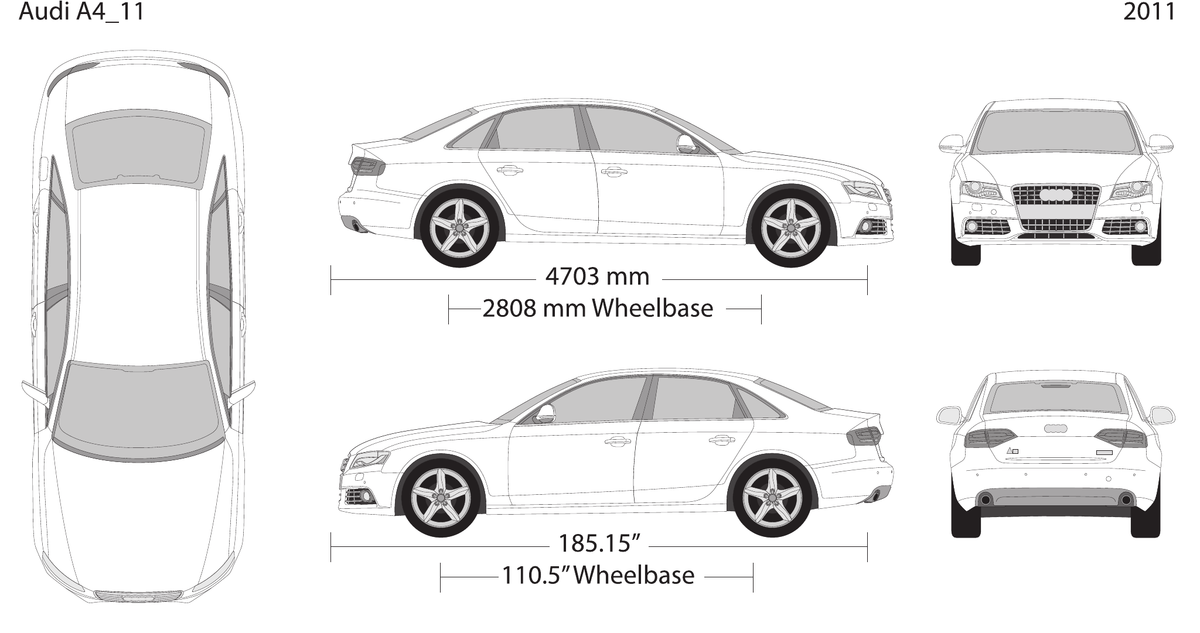 2011 Audi A4 vector wrap template, Design-Ready PDF - GravBase