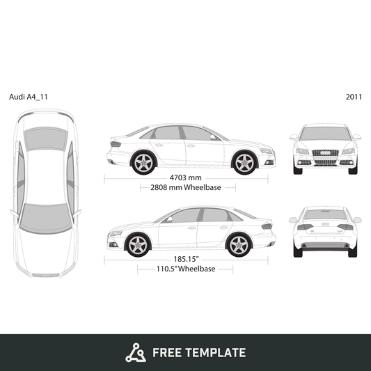 2011 Audi A4 free vector vehicle wrap template - GravBase