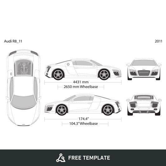 2011 Audi R8 free vector vehicle wrap template - GravBase