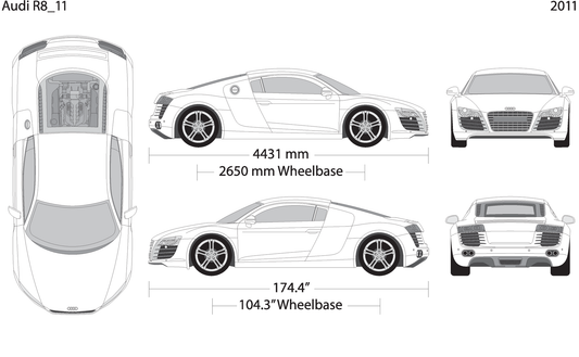 2011 Audi R8 V11 Vehicle Wrap Template