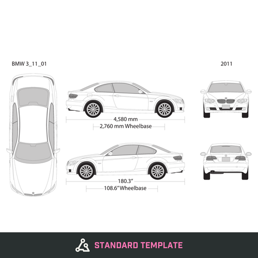 2011 BMW 3 vector wrap template, Design-Ready PDF - GravBase