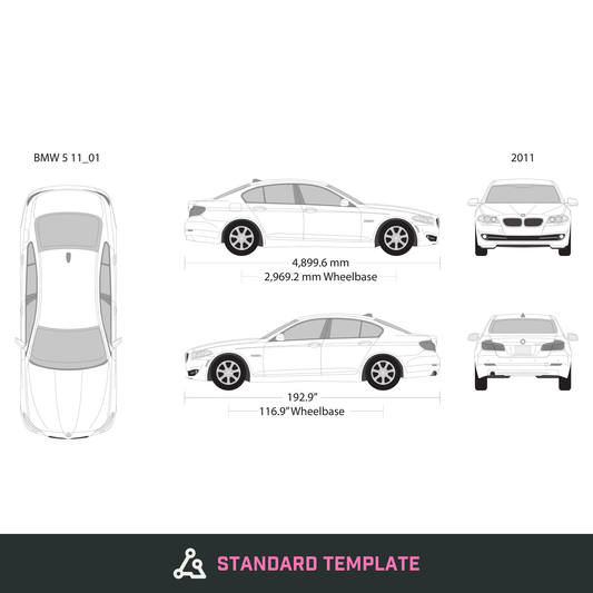 2011 BMW 5 vector wrap template, Design-Ready PDF - GravBase