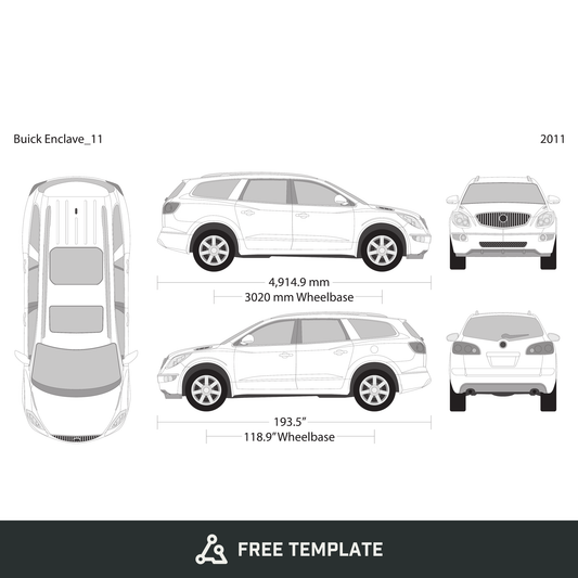 2011 Buick Enclave free vector vehicle wrap template - GravBase