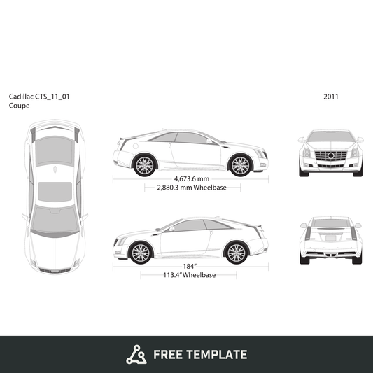 2011 Cadillac CTS free vector vehicle wrap template - GravBase