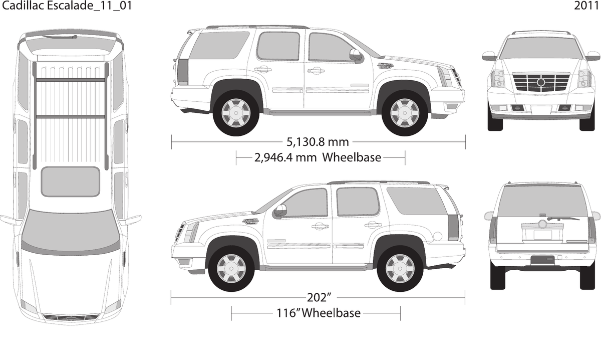 2011 Cadillac Escalade Vector Wrap Template - GravBase