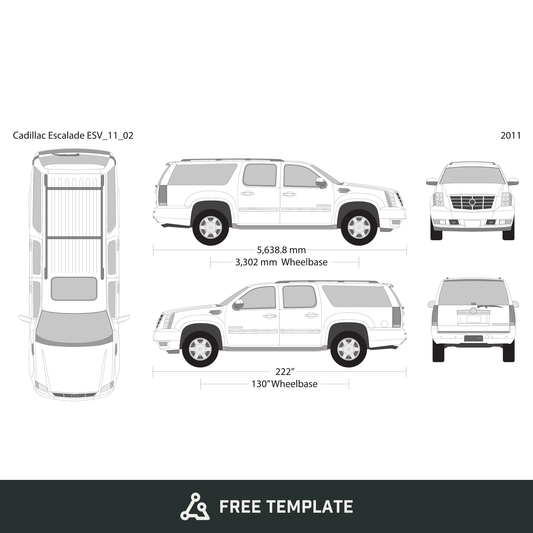 2011 Cadillac Escalade free vector vehicle wrap template - GravBase