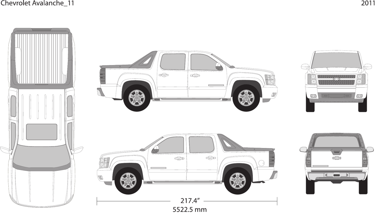 2011 Chevy Avalanche vector wrap template, Design-Ready PDF - GravBase