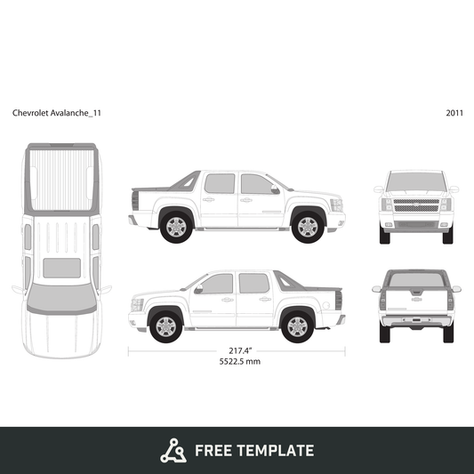 2011 Chevy Avalanche free vector vehicle wrap template - GravBase