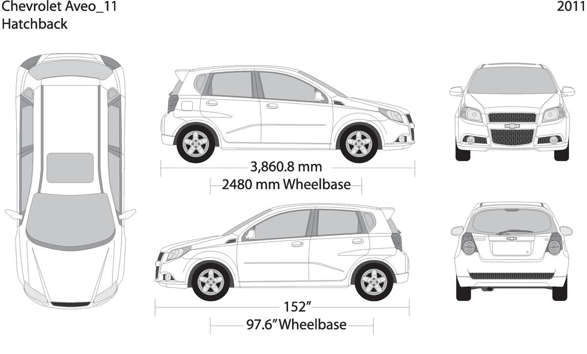 2011 Chevy Aveo Hatchback V11 Vehicle Wrap Template