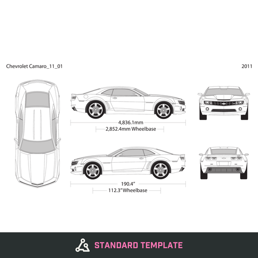 2011 Chevy Camaro vector wrap template V01, Design-Ready PDF - GravBase