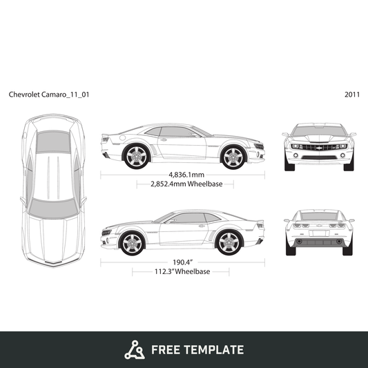2011 Chevy Camaro free vector vehicle wrap template - GravBase