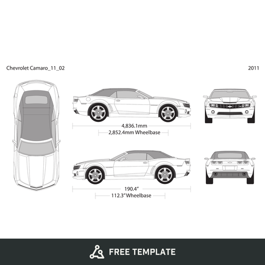 2011 Chevy Camaro free vector vehicle wrap template - GravBase