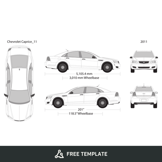 2011 Chevy Caprice free vector vehicle wrap template - GravBase