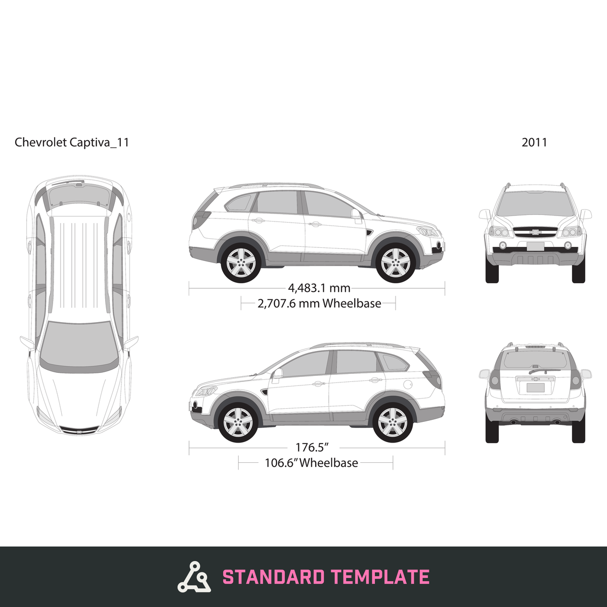 2011 Chevy Captiva vector wrap template, Design-Ready PDF - GravBase
