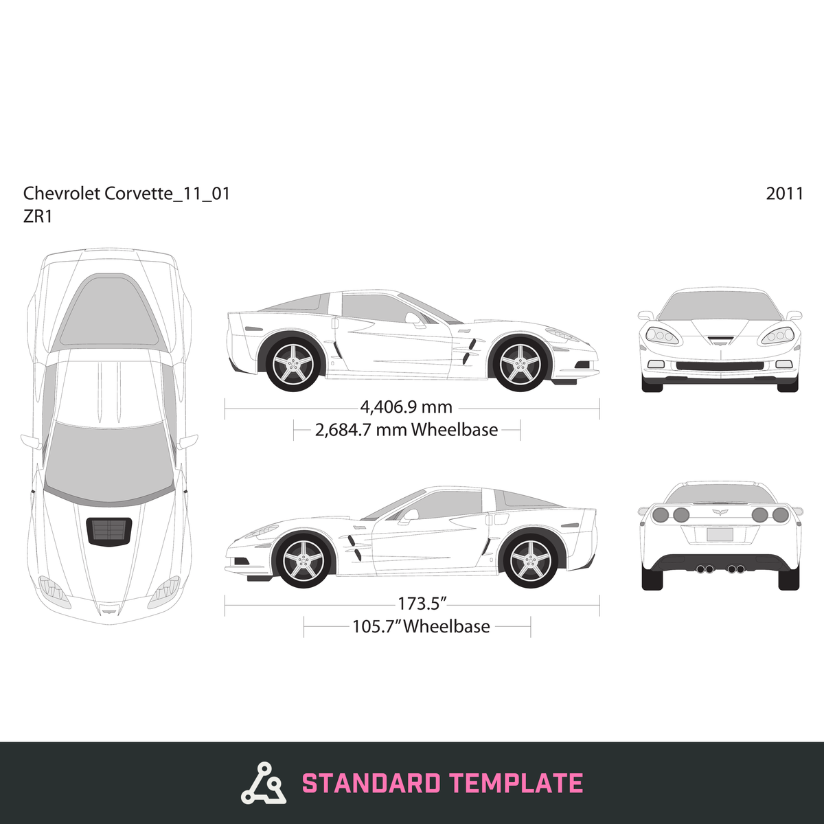 2011 Chevy Corvette vector wrap template, Design-Ready PDF - GravBase