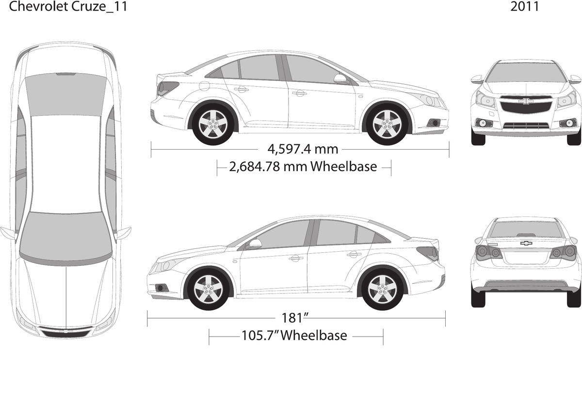 2011 Chevy Cruze vector wrap template, Design-Ready PDF - GravBase