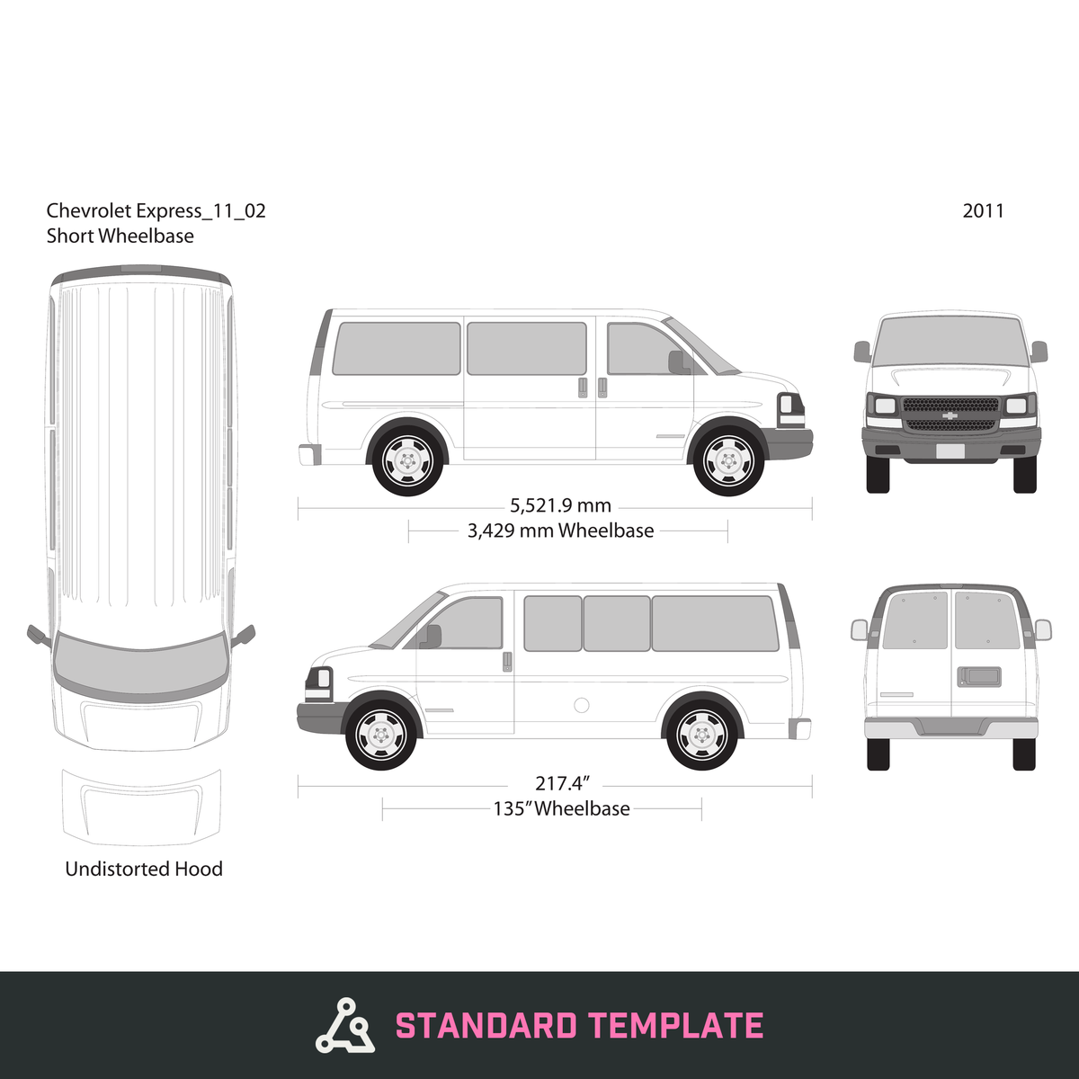 2011 Chevy Express vector wrap template V02, Design-Ready PDF - GravBase
