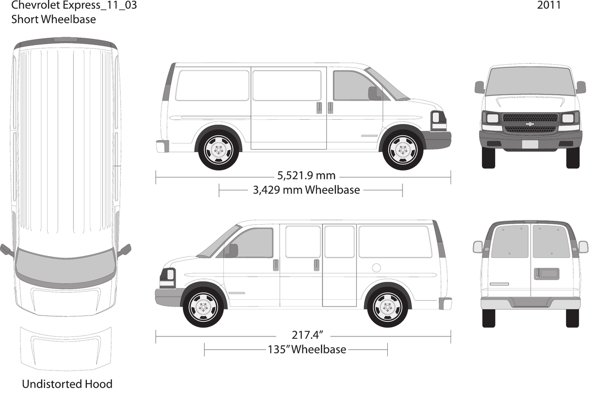 2011 Chevy Express vector wrap template V03, Design-Ready PDF - GravBase