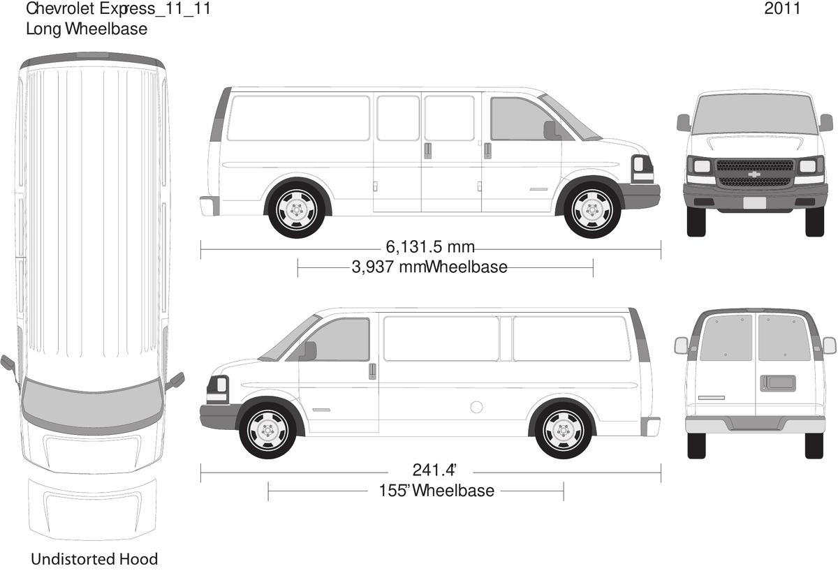 2011 Chevy Express vector wrap template V11, Design-Ready PDF - GravBase