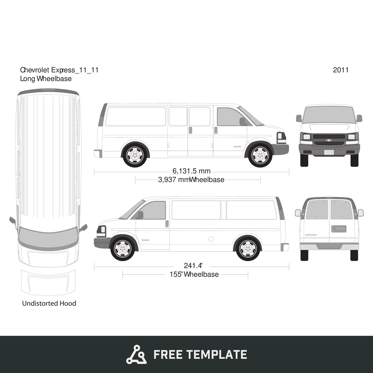 2011 Chevy Express free vector vehicle wrap template - GravBase