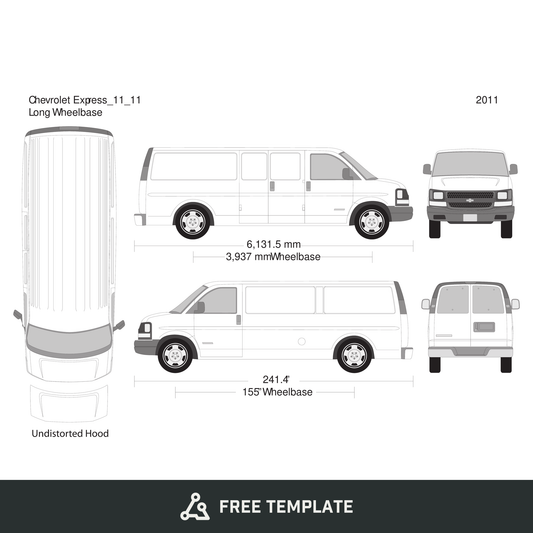 2011 Chevy Express free vector vehicle wrap template - GravBase
