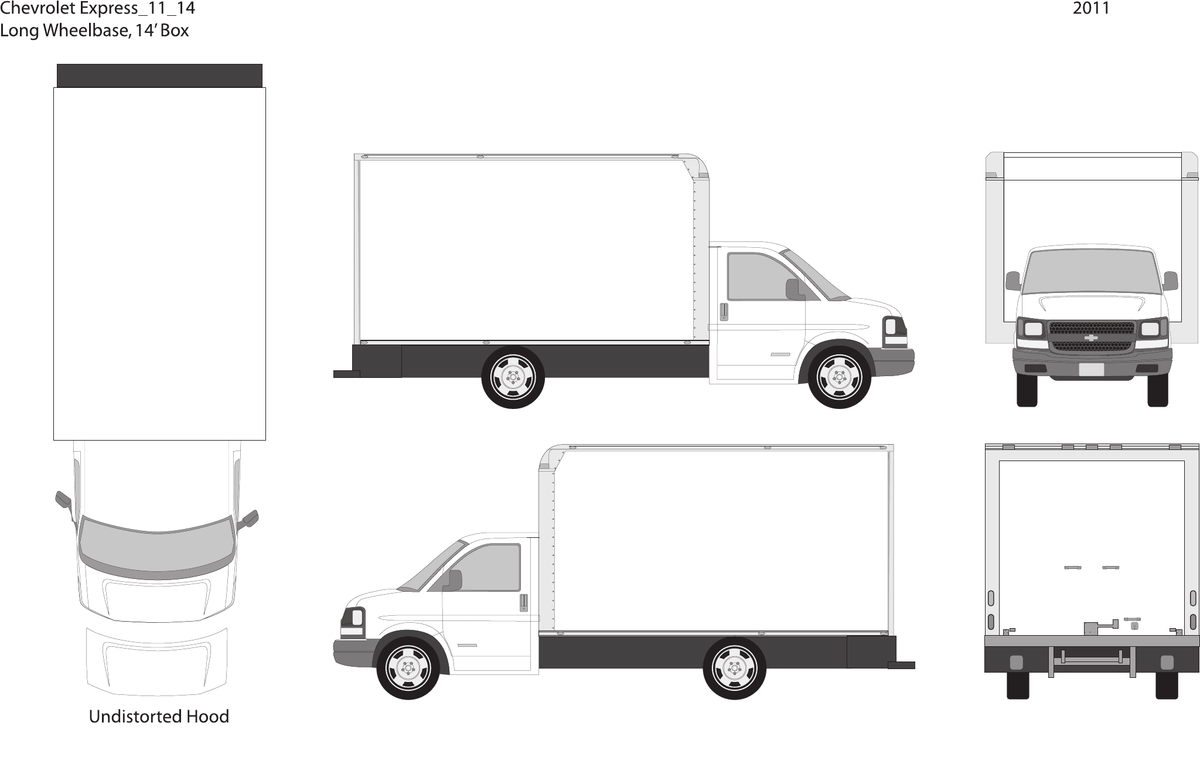 2011 Chevy Express vector wrap template V14, Design-Ready PDF - GravBase