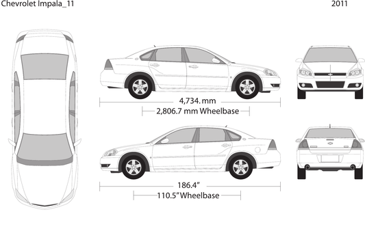 2011 Chevy Impala vector wrap template, Design-Ready PDF - GravBase